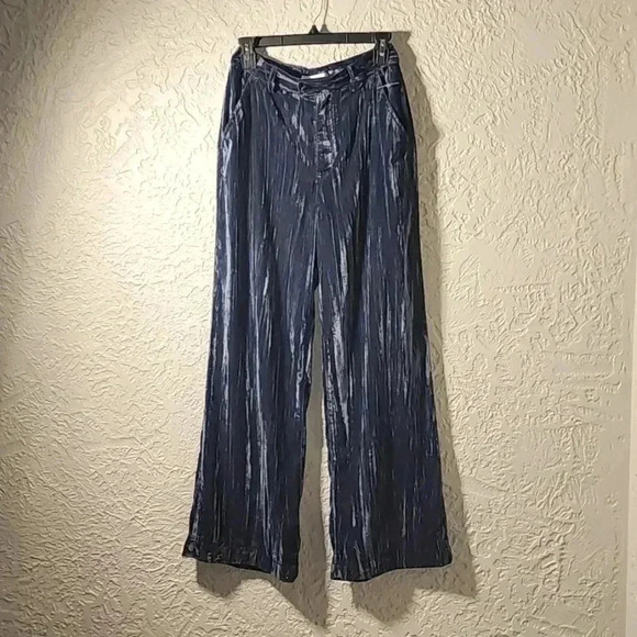 Treasure & Bond relaxed fit wide leg plisse velvet pants nwot size 4 - Picture 3 of 7